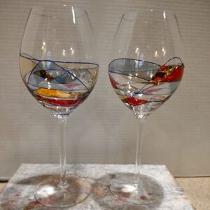 2 Romanian Milano Tall Wine Glasses
